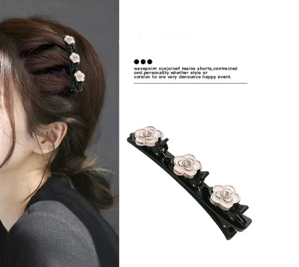 4-Piece Crystal-Style Flower & Clover Hair Clip Set | TIKA