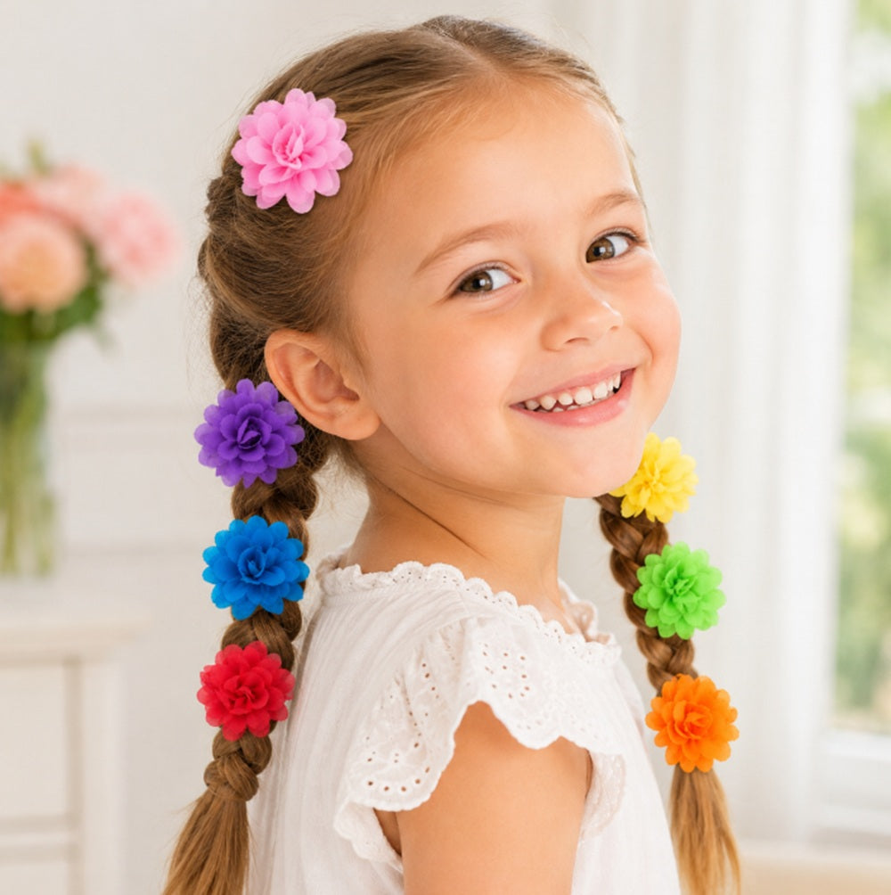 20-Pack Chiffon Flower Hair Clips for Baby Girls | TIKA