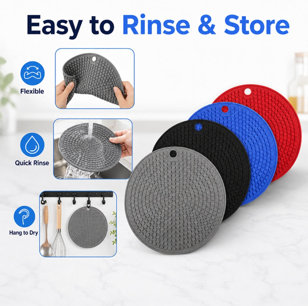 4-Pack Heat-Resistant Silicone Trivet Mats | TIKA