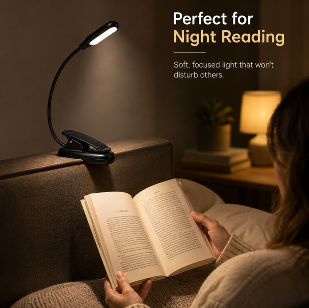 USB Rechargeable LED Clip-On Book Light | TIKA