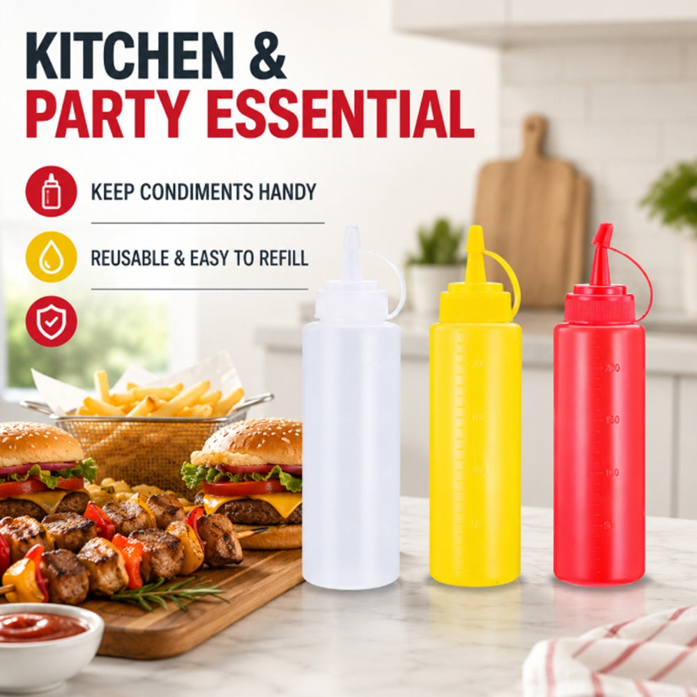 3-Pack 8 oz Condiment Squeeze Bottles | TIKA