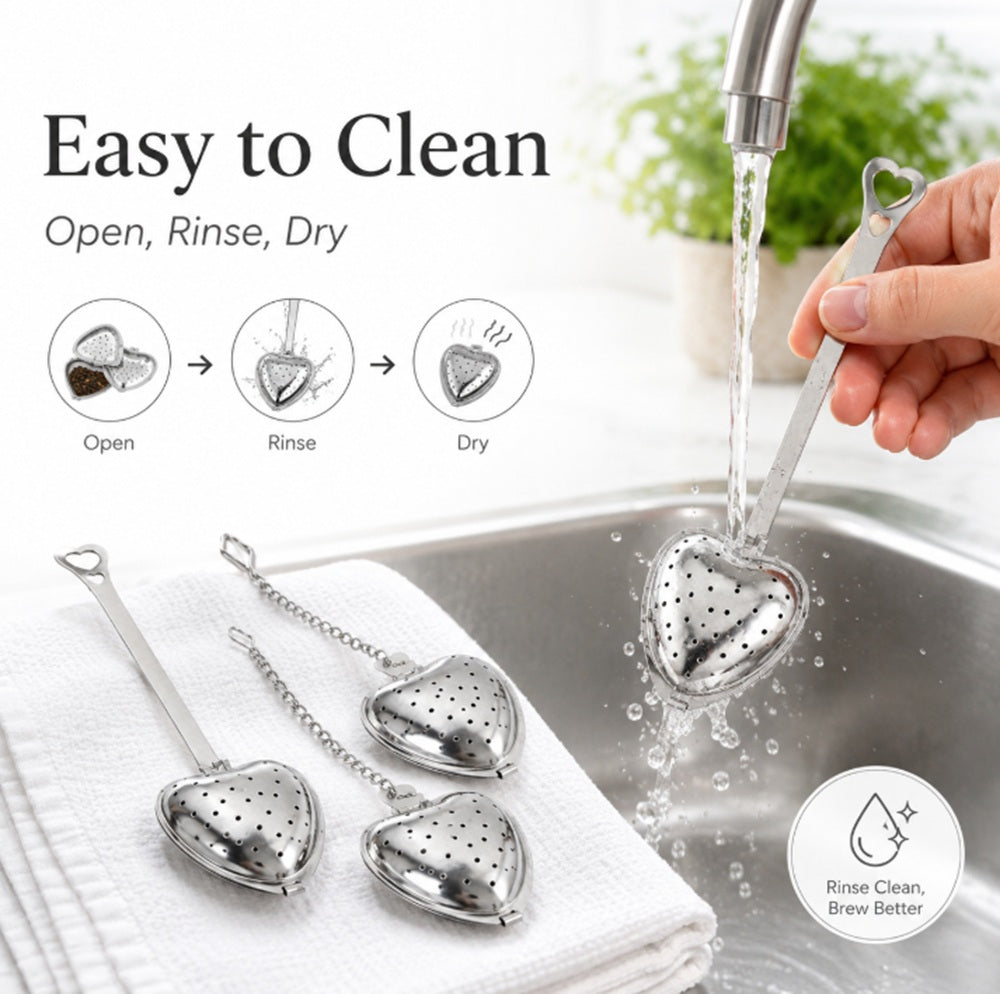 4-Pack Heart-Shaped Stainless Steel Loose-Leaf Tea Infuser Spoons | TIKA