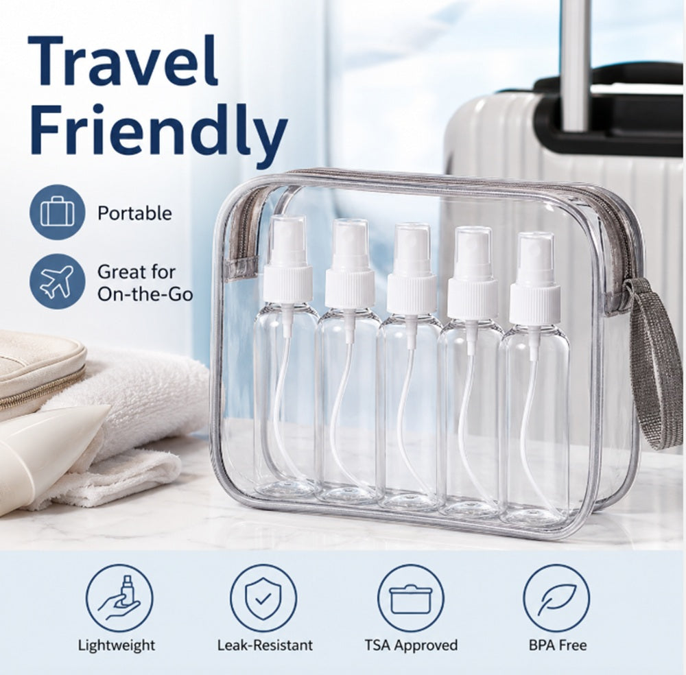 5-Pack Plastic Fine Mist Perfume Spray Bottles | TIKA