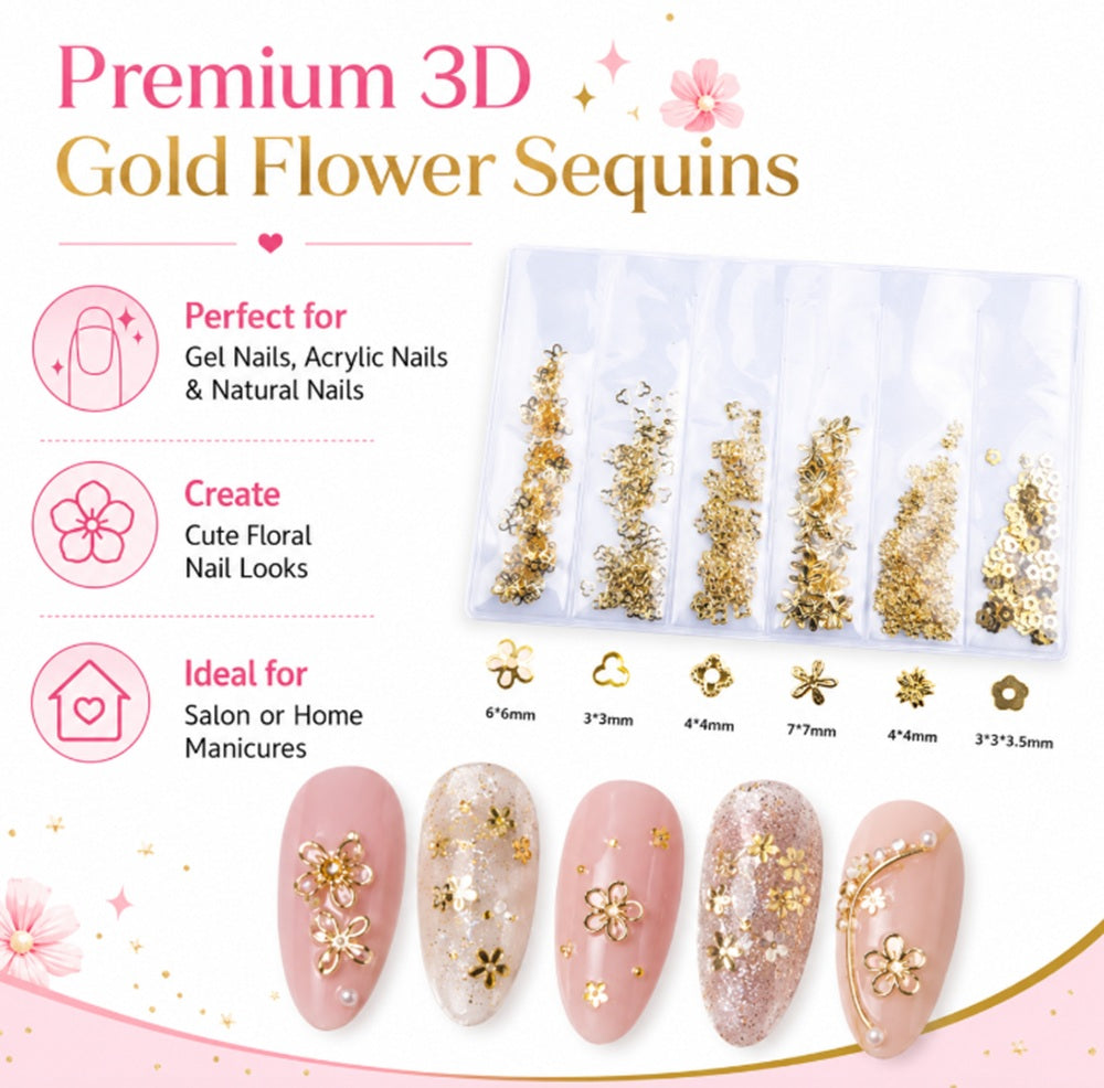 3D Nail Art Rhinestone & Gold-Tone Charm Kit | TIKA