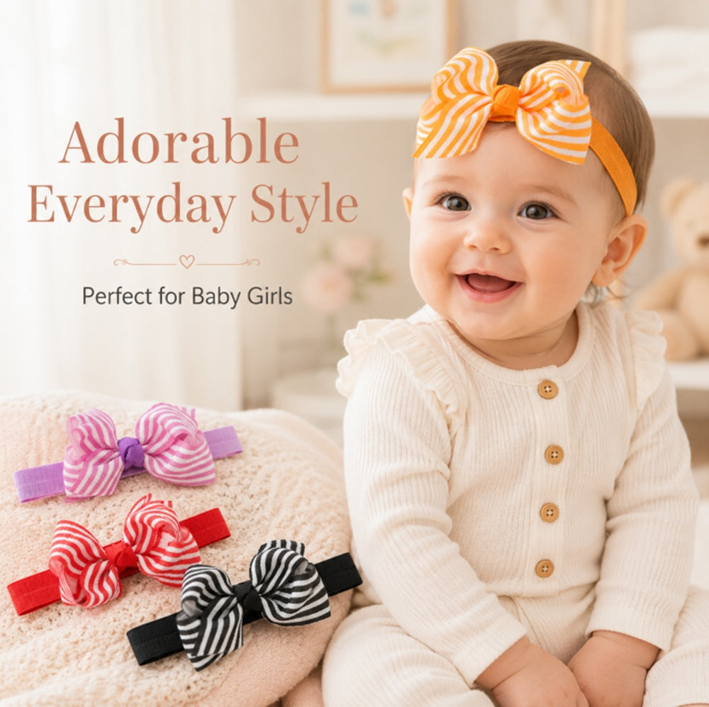 6-Pack Baby Girl Flower & Bow Headbands | TIKA