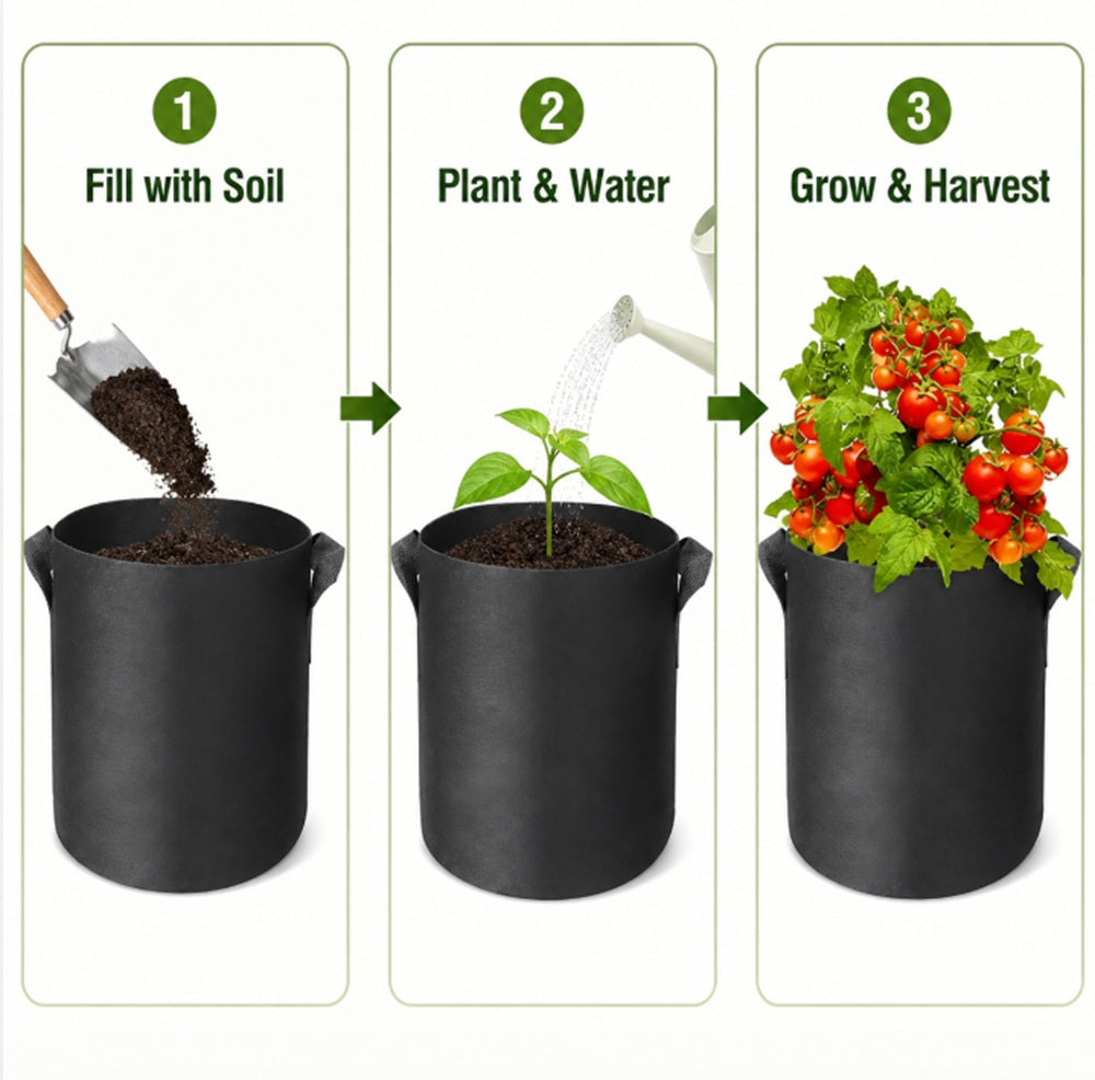 5-Pack 5-Gallon Fabric Grow Bags with Handles | TIKA