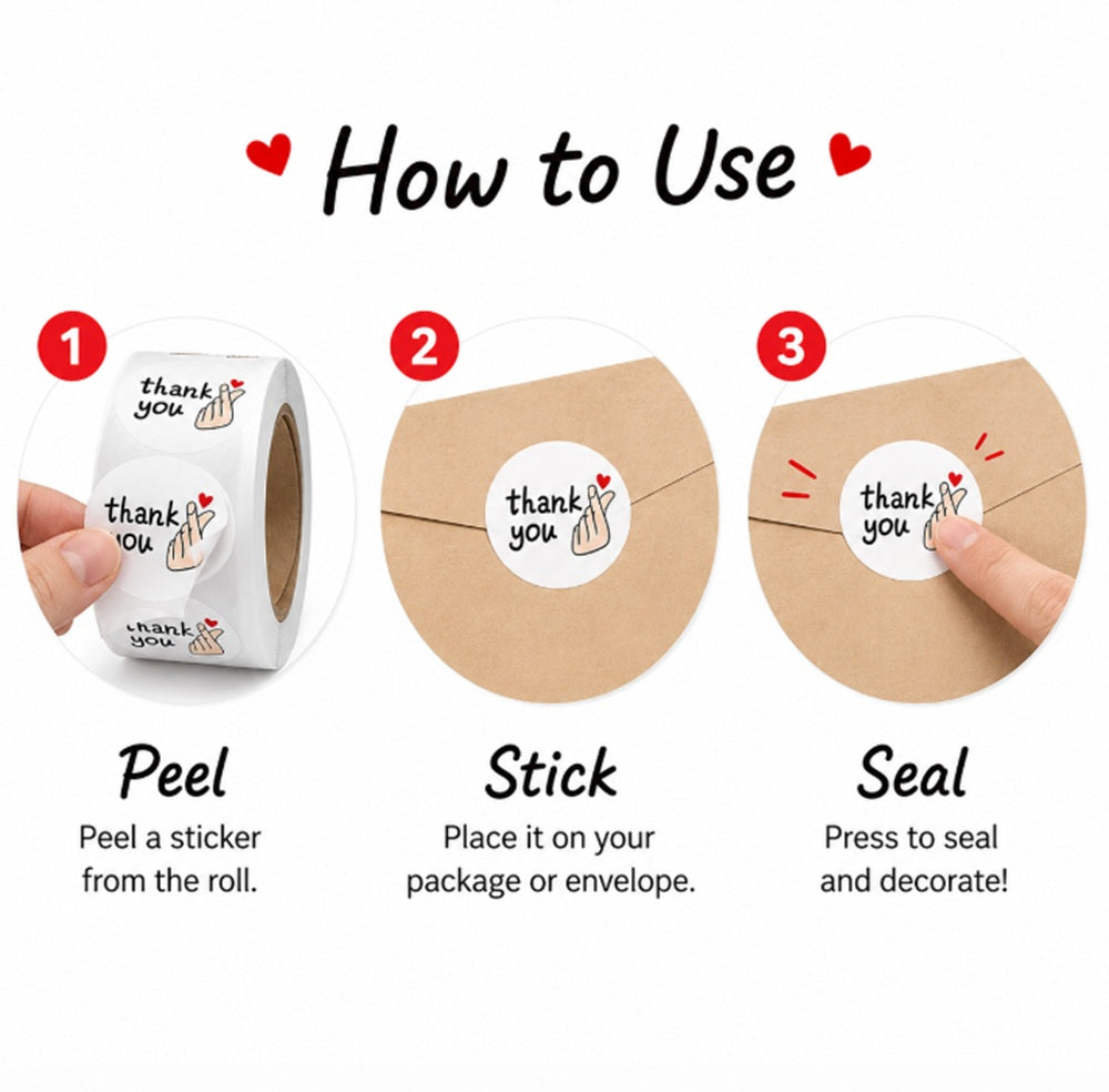 1000-Pack Round Thank You Stickers | TIKA