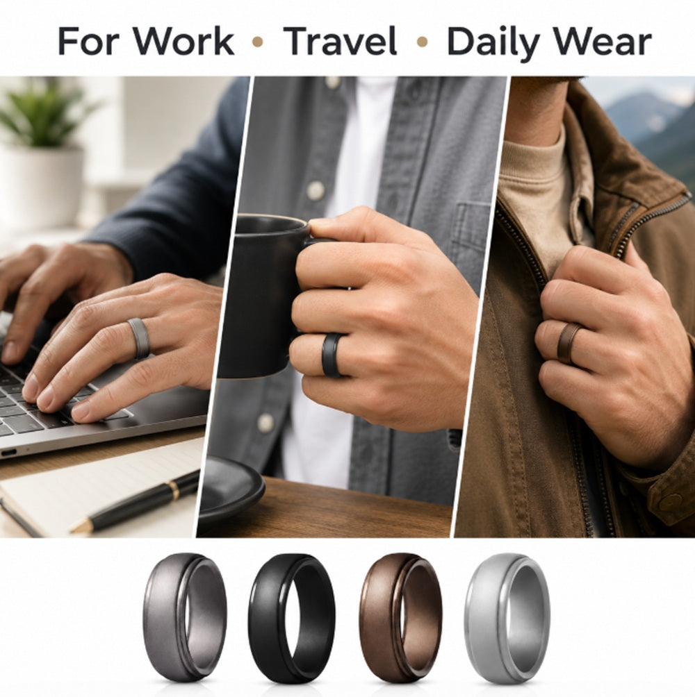 4-Pack Silicone Wedding Rings for Men & Women | TIKA