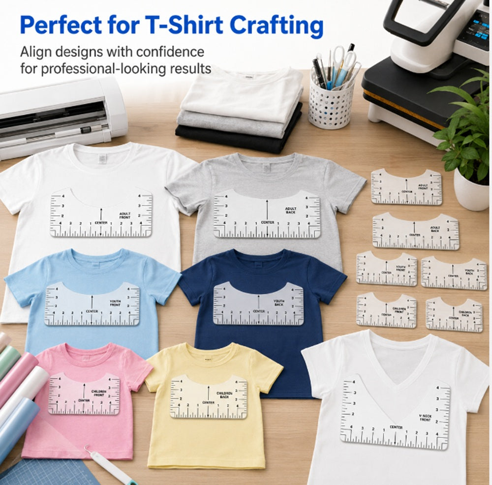 8-Piece T-Shirt Ruler Guide & Centering Tool Set | TIKA