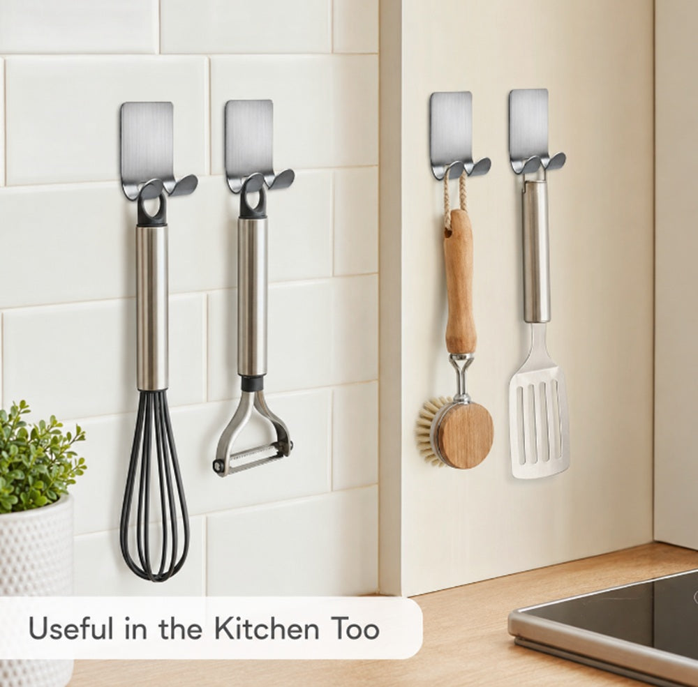 4-Pack Adhesive Stainless Steel Razor Holder Hooks | TIKA