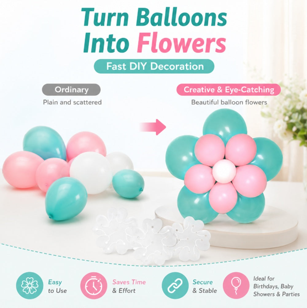 50-Pack Flower Balloon Clips & Garland Holders | TIKA