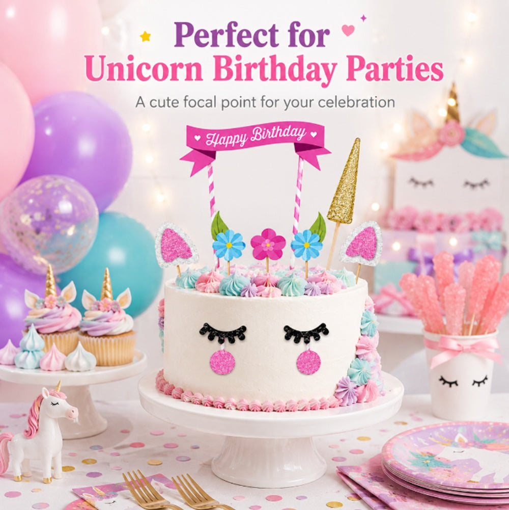 Unicorn & Rainbow Cake Topper Set for Birthdays | TIKA
