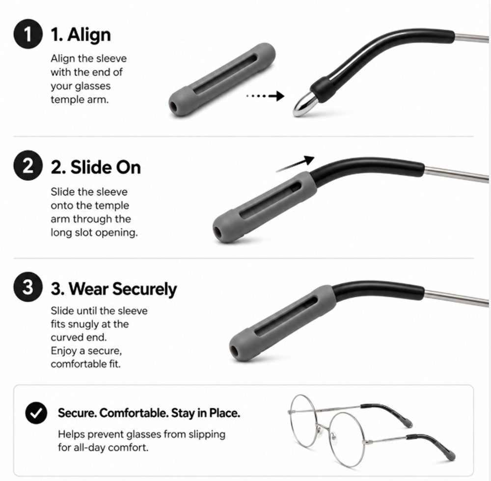 4-Pair Silicone Anti-Slip Eyeglass Ear Hooks | TIKA