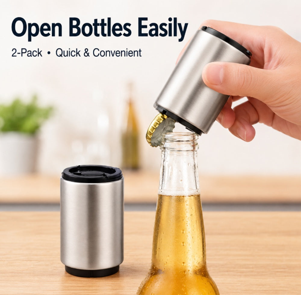 2-Pack Stainless Steel Push-Down Bottle Openers | TIKA