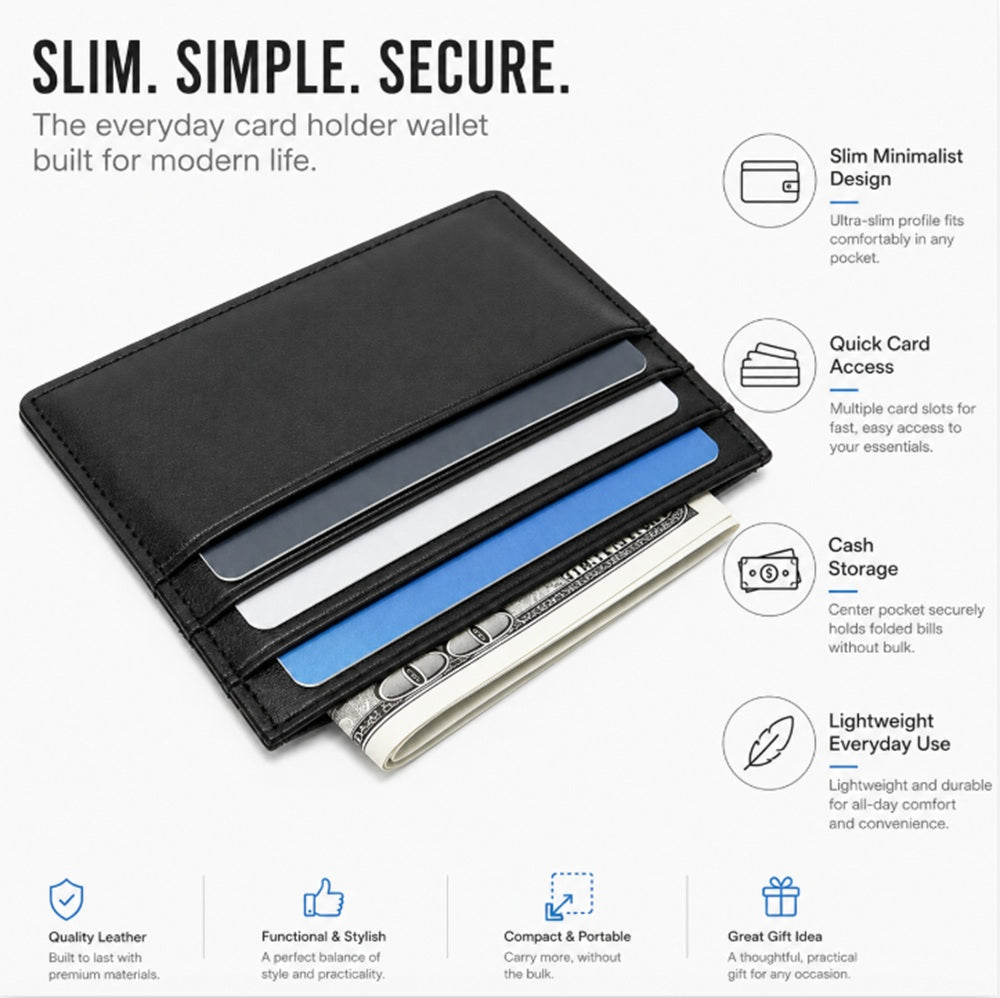 Slim RFID Blocking Leather Card Wallet | TIKA