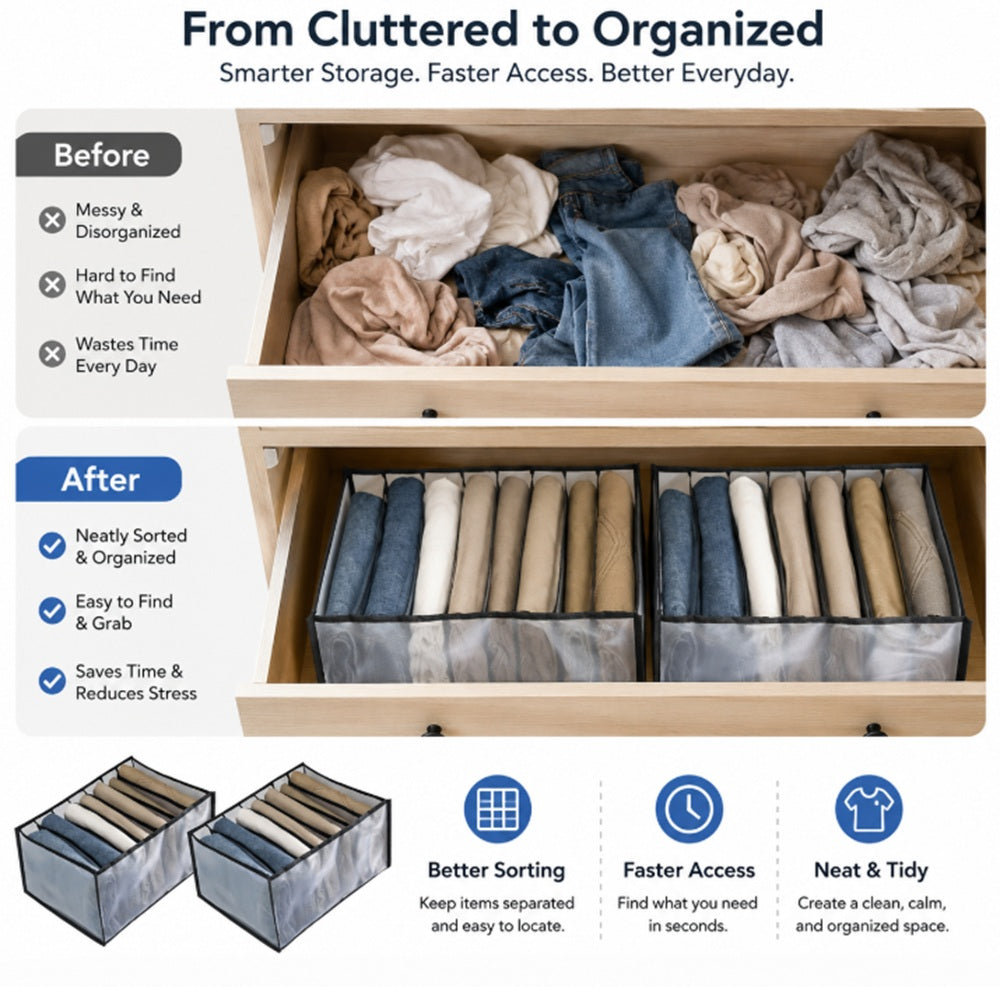 2-Pack Foldable Drawer & Closet Organizer Bins | TIKA