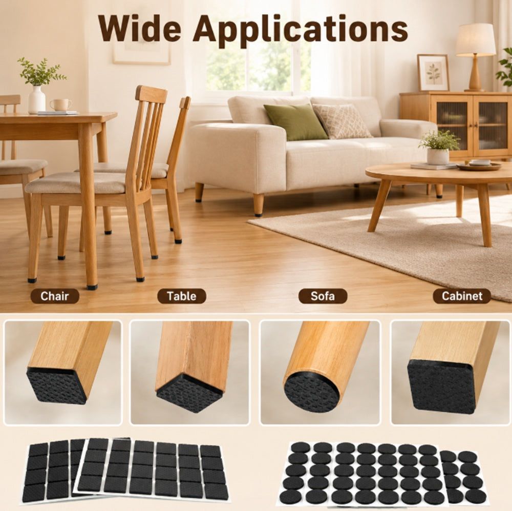 100-Pack Self-Adhesive Rubber Furniture Feet Pads | TIKA