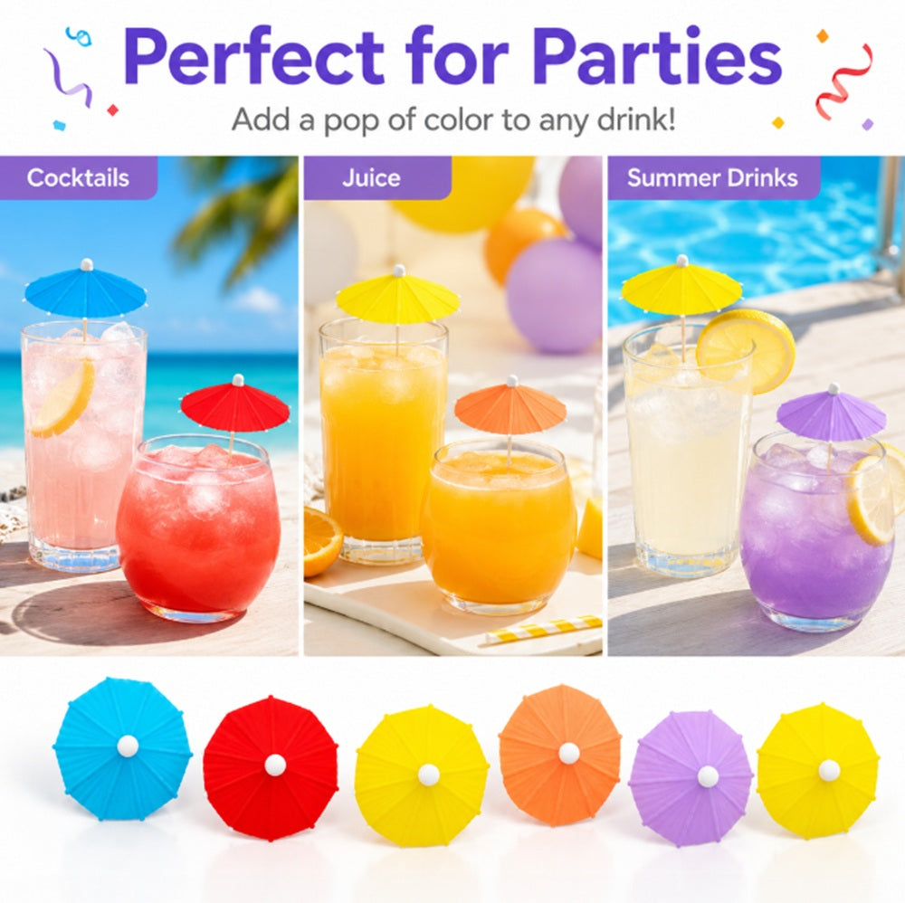 6-Pack Silicone Umbrella Drink Markers | TIKA