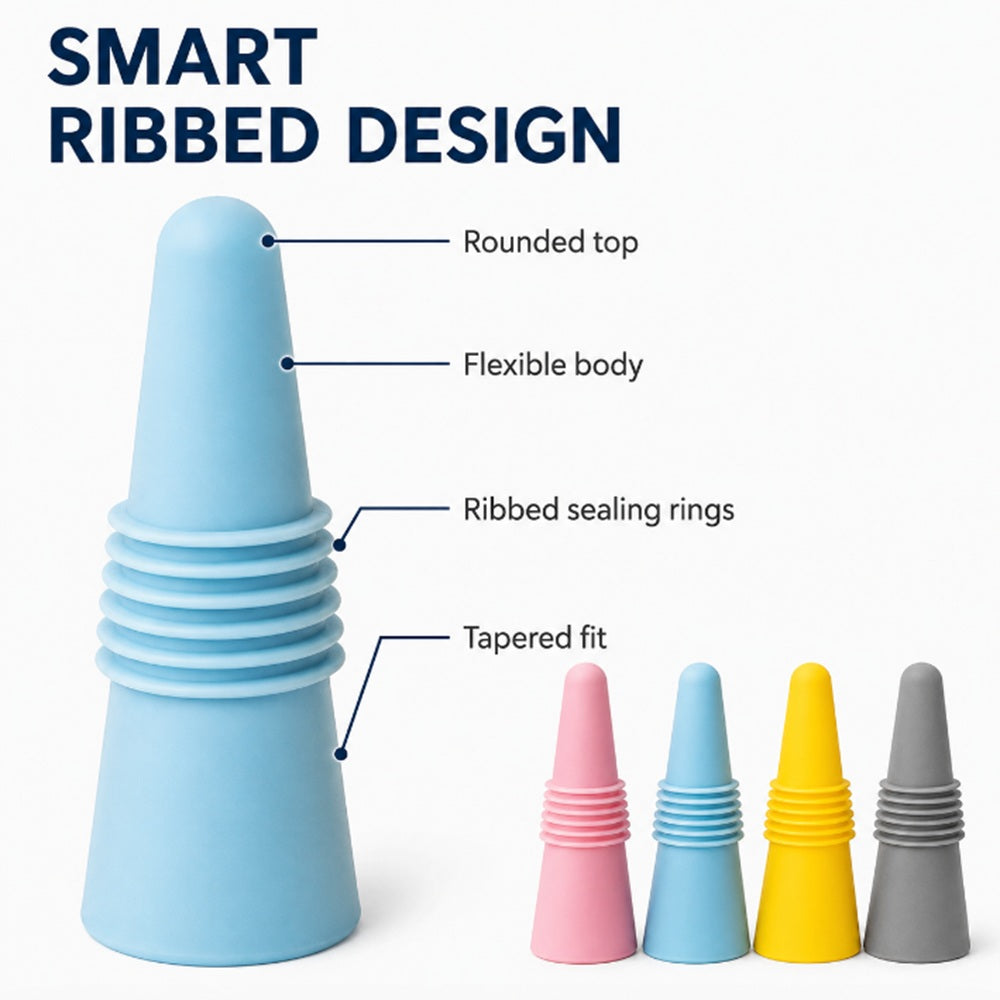4-Pack Reusable Silicone Bottle Stoppers | TIKA