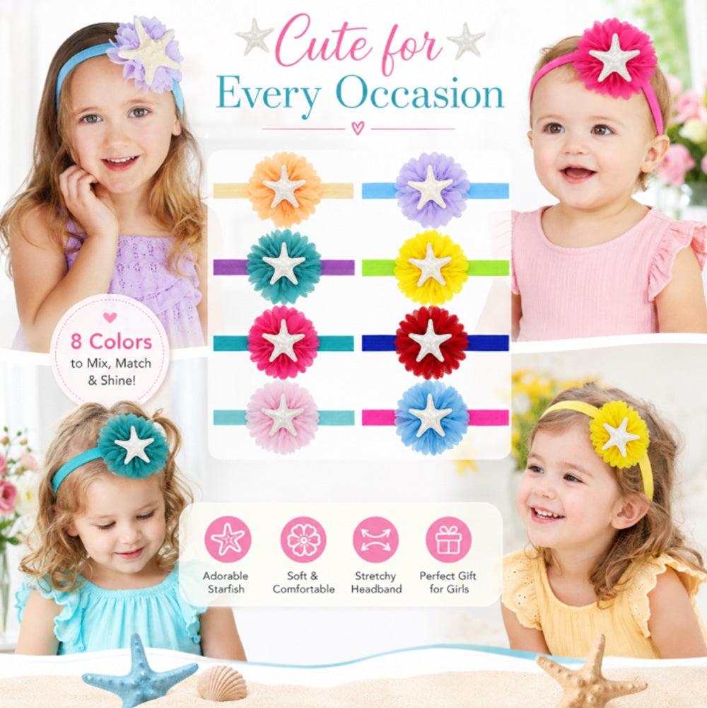 8-Pack Baby Girl Lace, Bow & Flower Headbands | TIKA