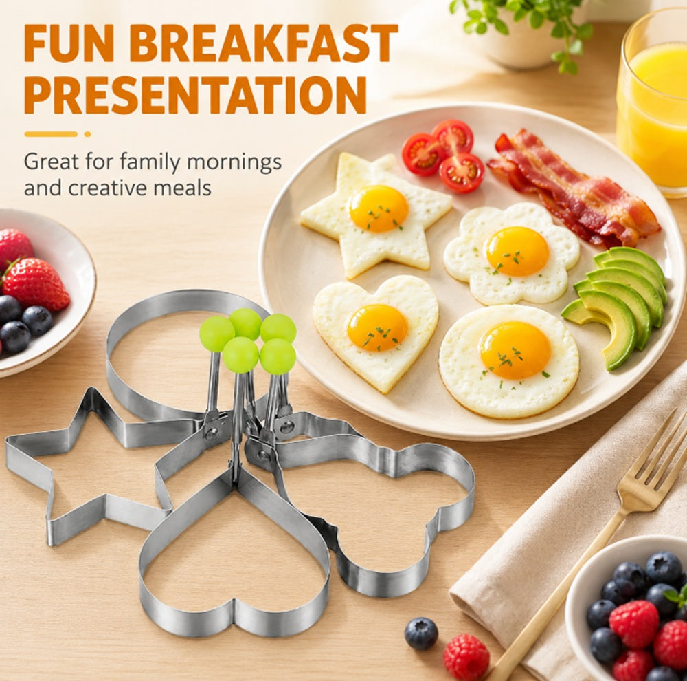 5-Pack Stainless Steel Nonstick Egg & Pancake Rings | TIKA
