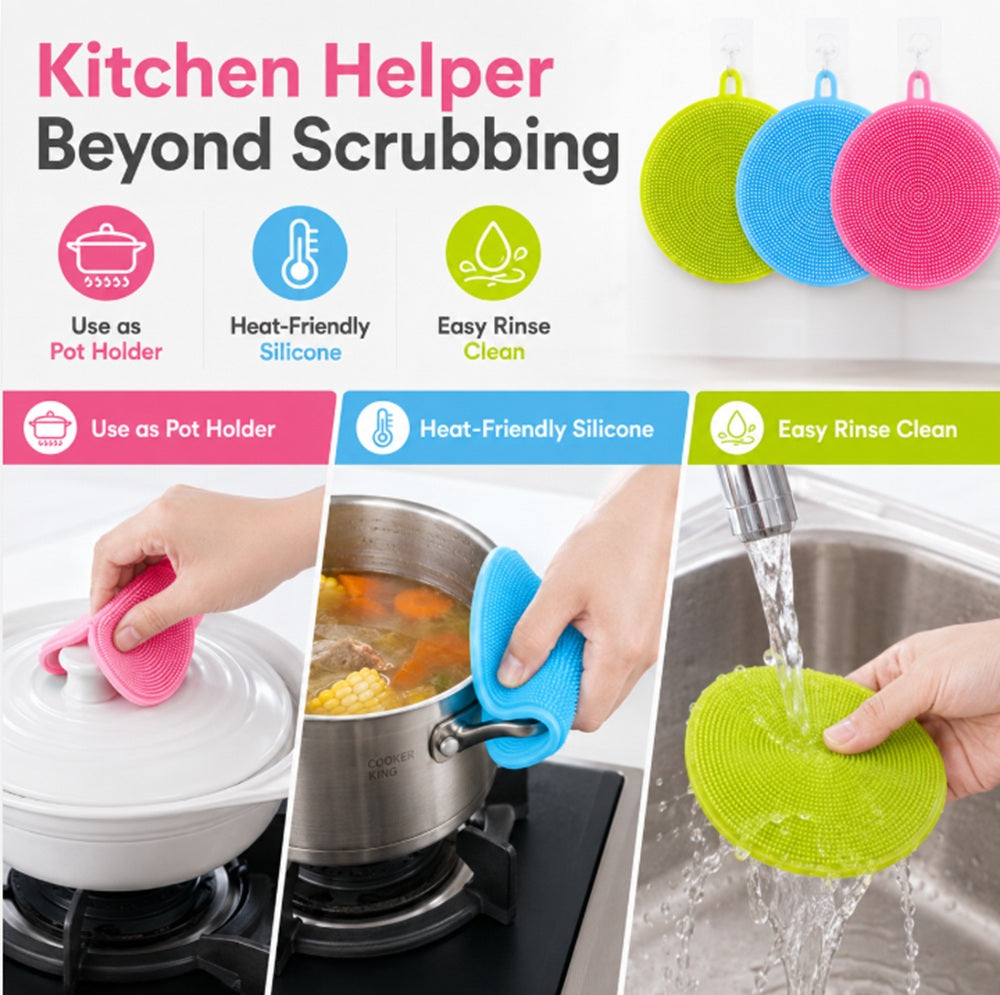 3-Piece Silicone Dishwashing Brush Set | TIKA
