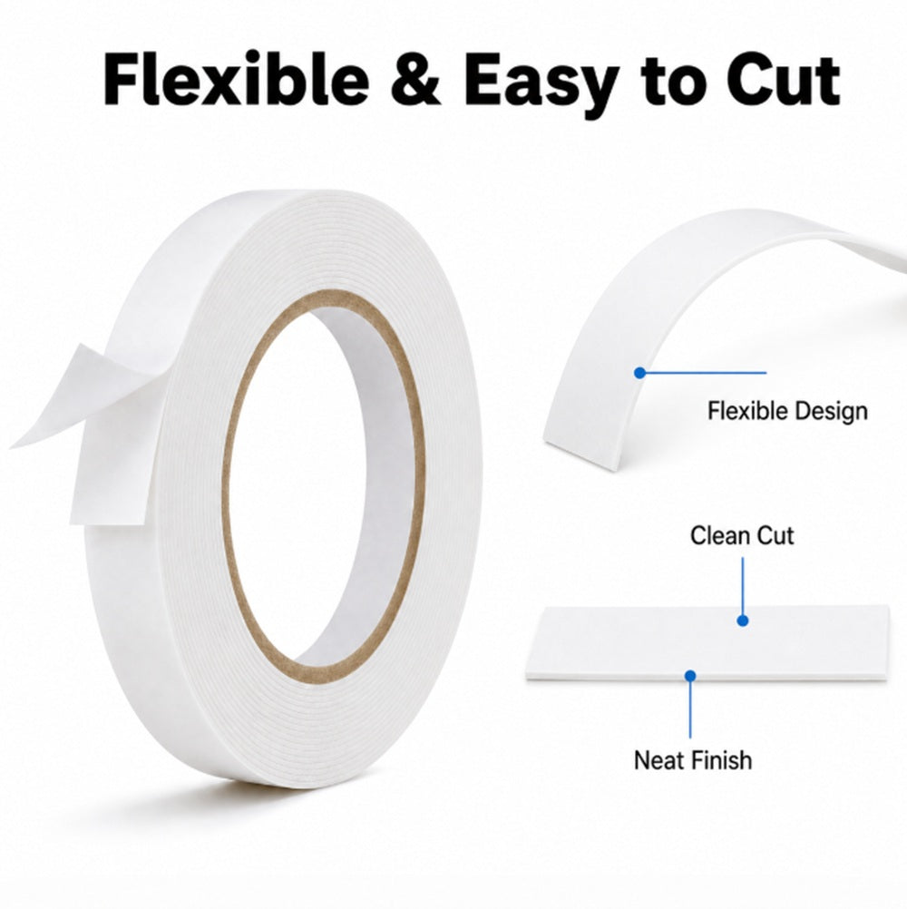Heavy-Duty Double-Sided Mounting Tape, 0.4 in × 164 ft | TIKA