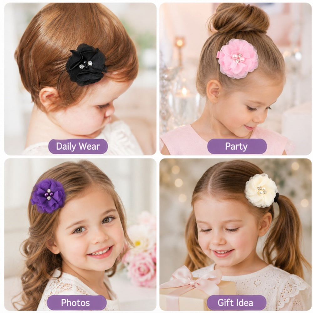8-Pack Baby Girl Grosgrain Ribbon Hair Bow Clips | TIKA