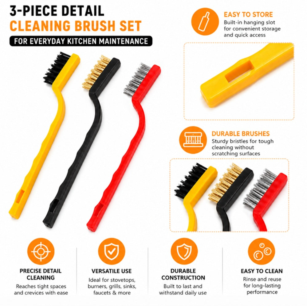 3-Pack Wire Gas Stove Cleaning Brushes | TIKA