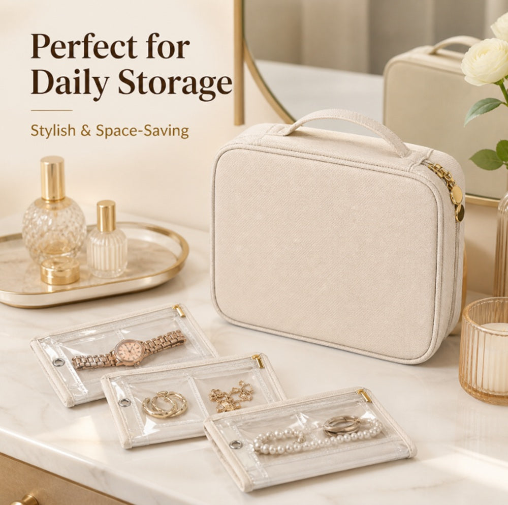 Travel Jewelry Organizer Binder with Clear Zippered Pages | TIKA
