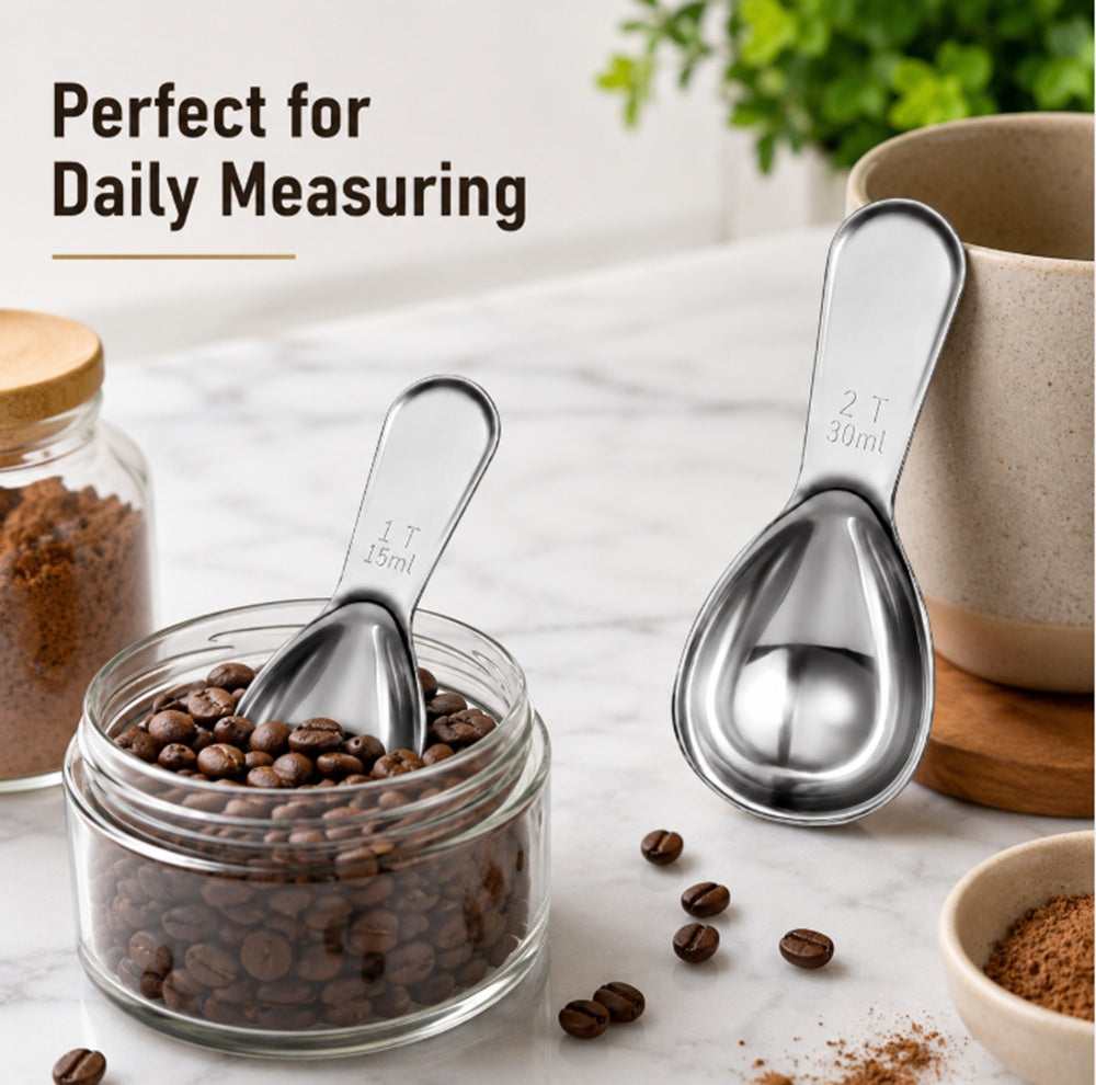 2-Piece Stainless Steel Coffee Scoop Set, 15ml & 30ml | TIKA