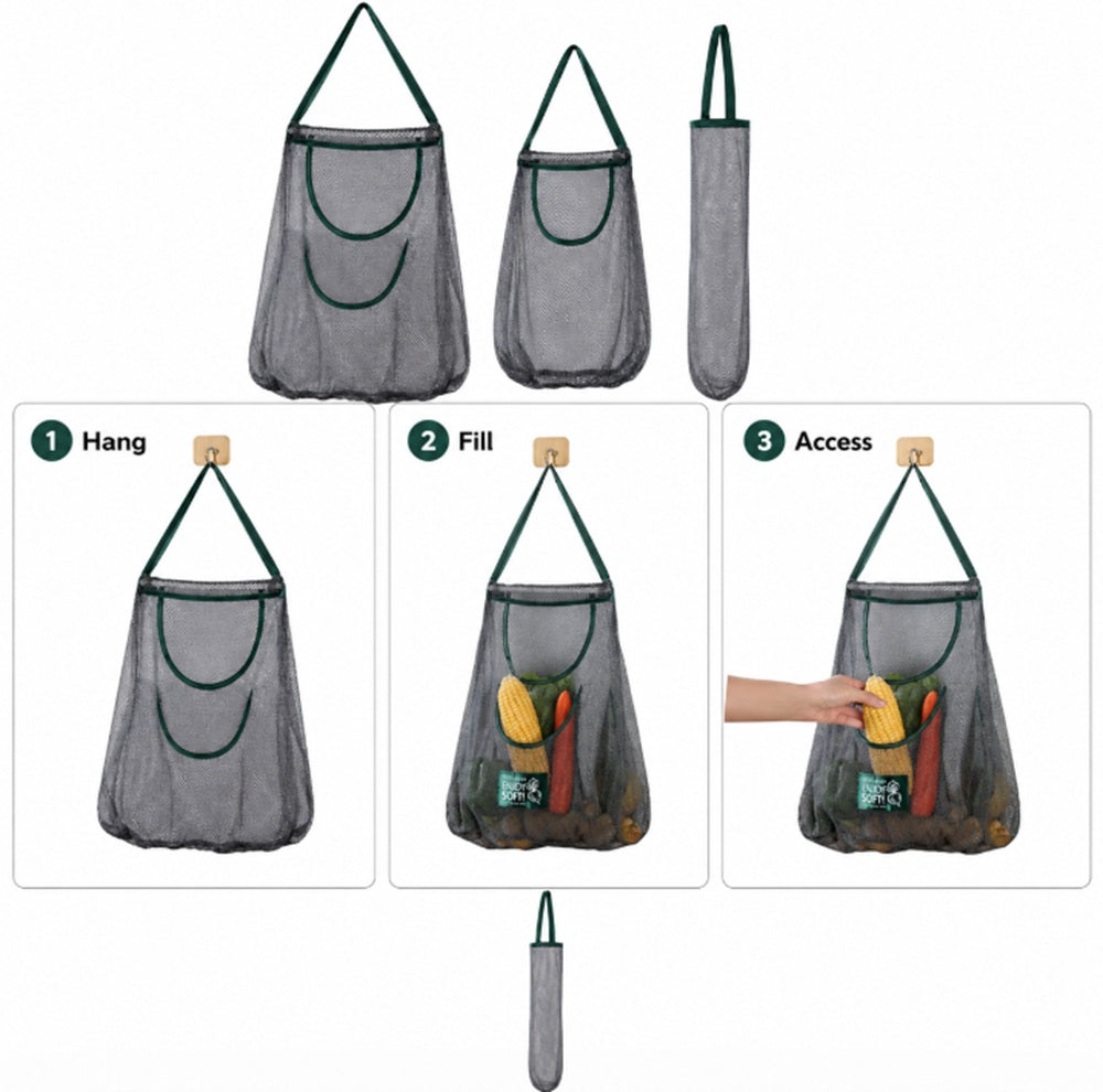 3-Pack Reusable Hanging Mesh Produce Bags | TIKA