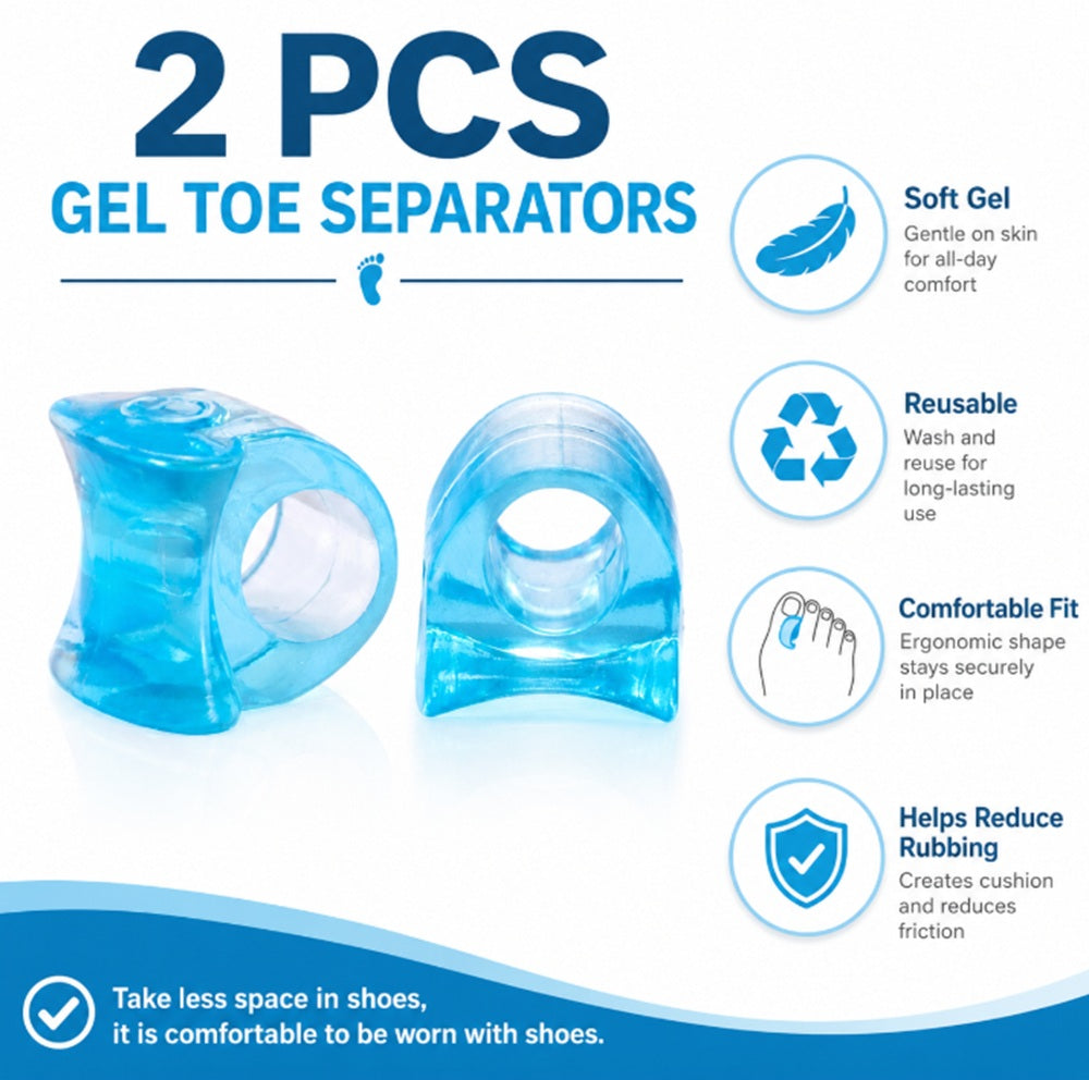 1-Pair Reusable Silicone Gel Big Toe Spacers | TIKA