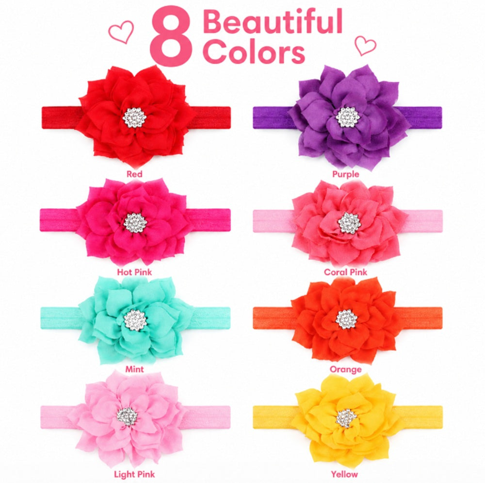 8-Piece Baby Girl Bow Headband Set | TIKA