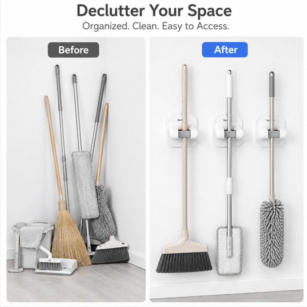 3-Pack Self-Adhesive Broom and Mop Holders | TIKA