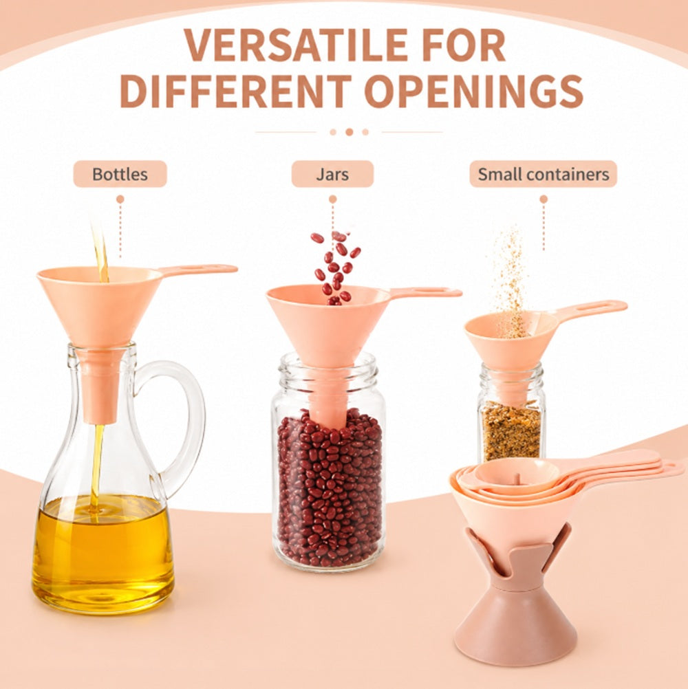 6-in-1 Reusable Kitchen Funnel & Filter Set for Bottles and Jars | TIKA