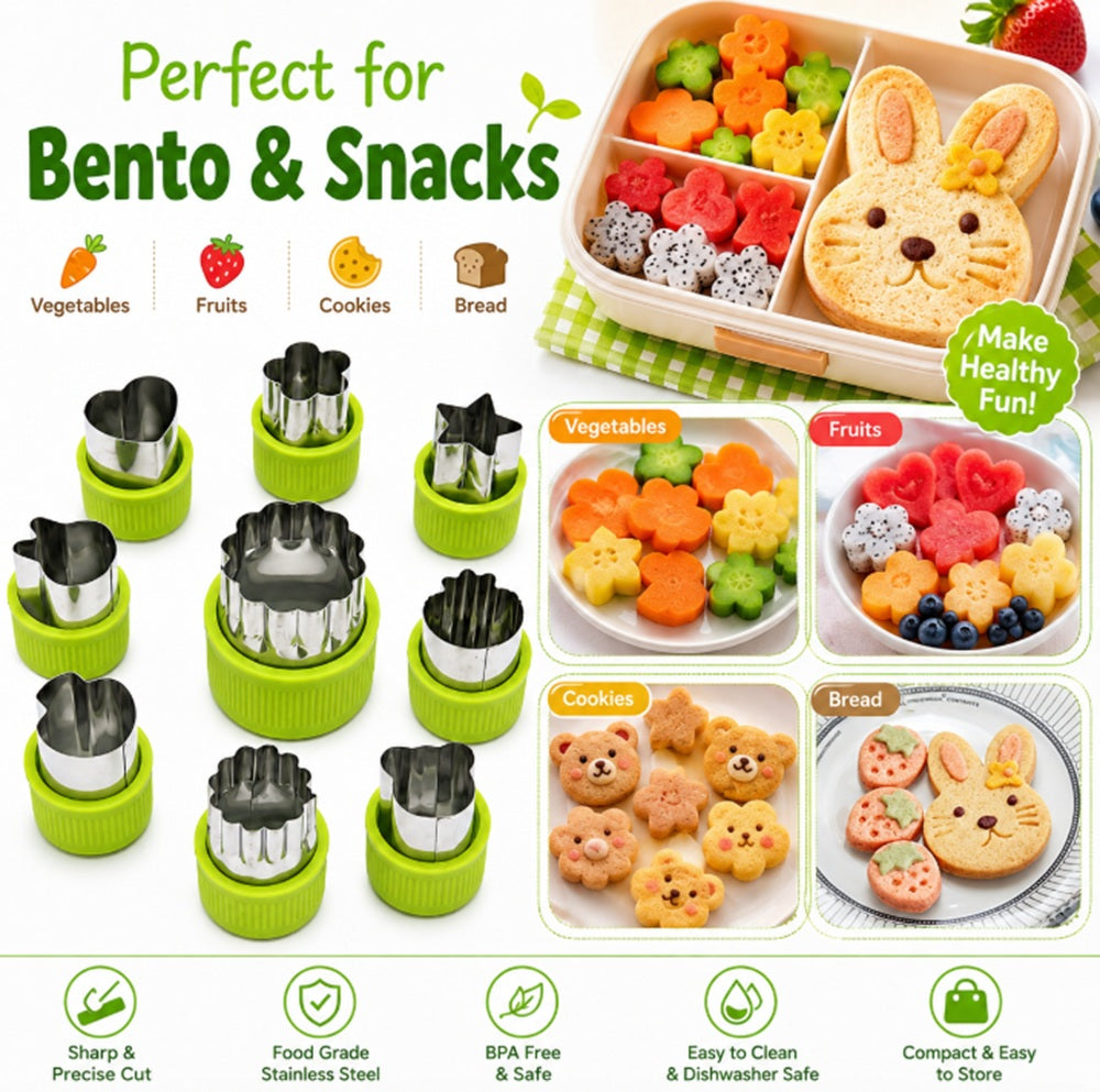 9-Piece Stainless Steel Mini Fruit & Cookie Cutter Set | TIKA