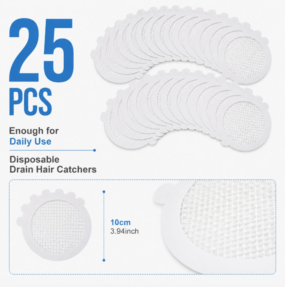 25-Pack Disposable Drain Hair Catcher Covers | TIKA