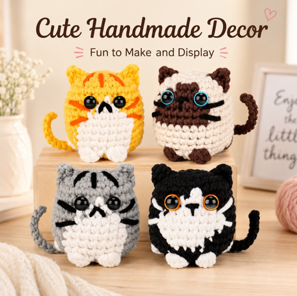 Cat Crochet Kit for Beginners, 4 Pack with Video Tutorials – TIKA