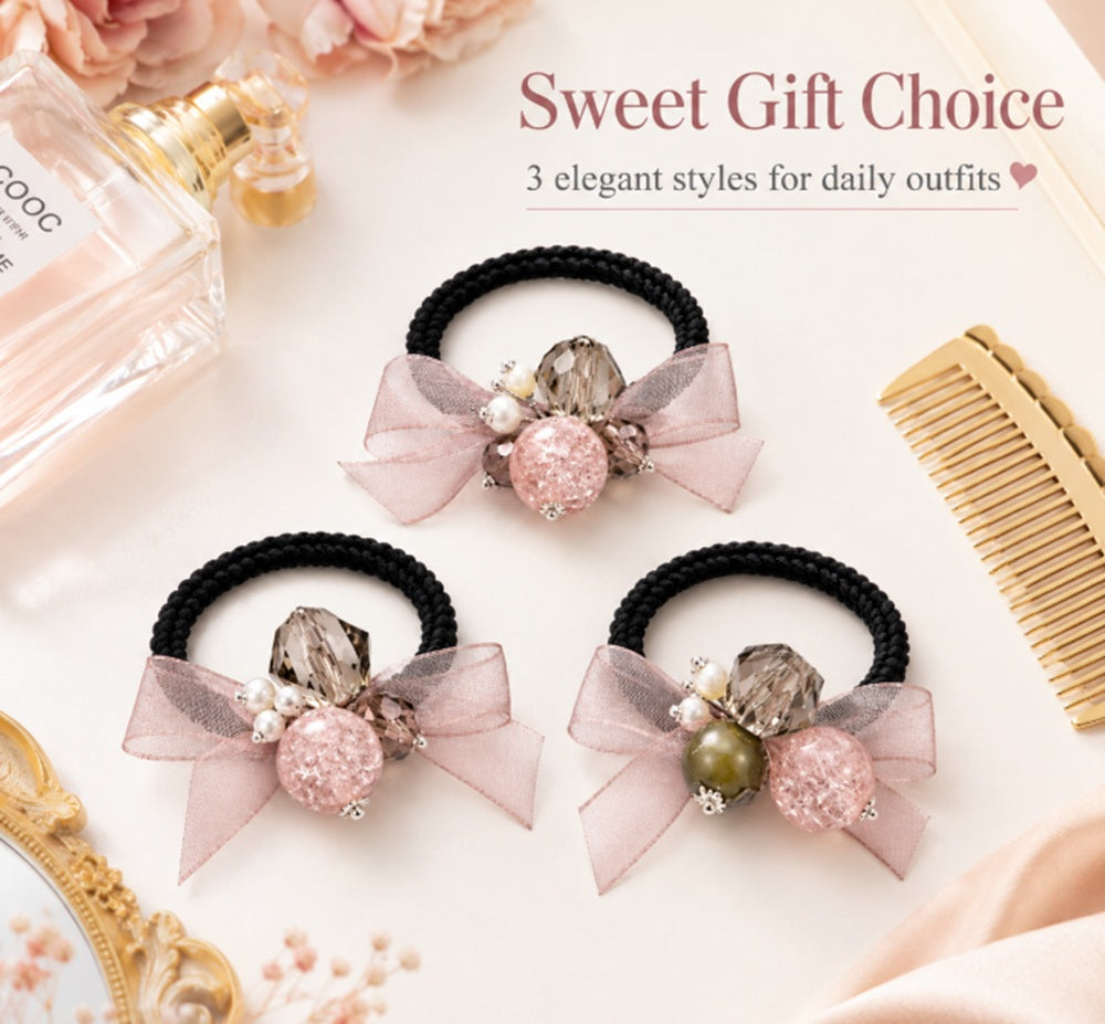 3-Pack Elastic Ponytail Hair Ties for Women & Girls | TIKA