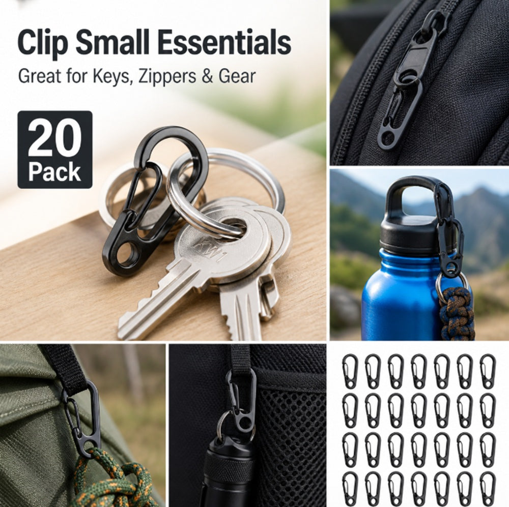 20-Pack Mini Aluminum Carabiner Keychain Clips | TIKA