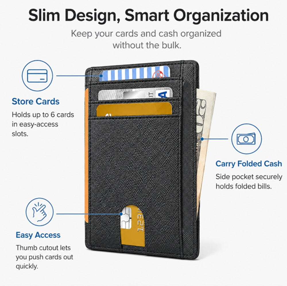Slim RFID Blocking Leather Card Wallet | TIKA