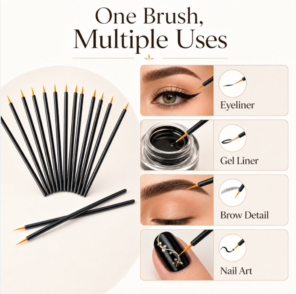 100-Pack Disposable Fine-Tip Eyeliner Brushes | TIKA