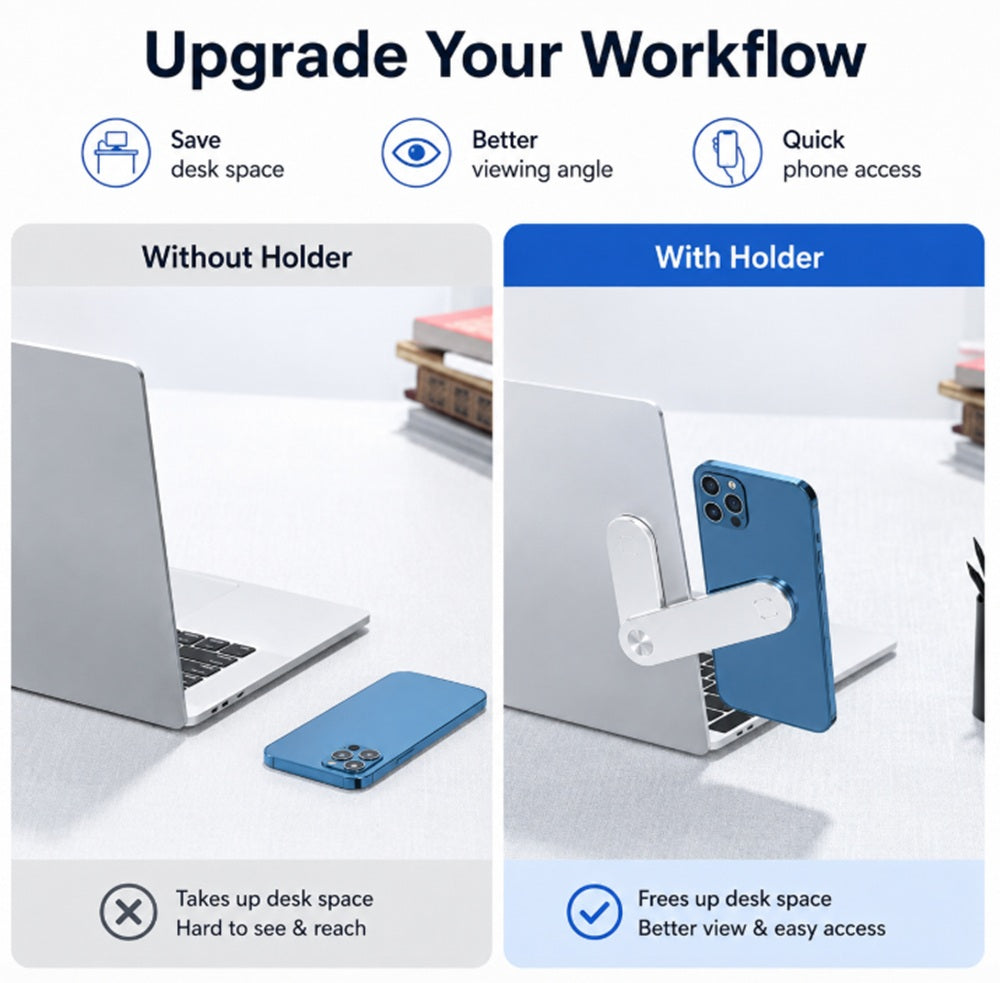 Adjustable Magnetic Laptop Side Phone Holder | TIKA