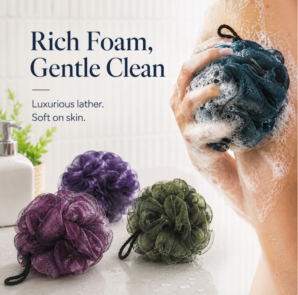 4-Pack Soft Mesh Shower Loofah Poufs | TIKA