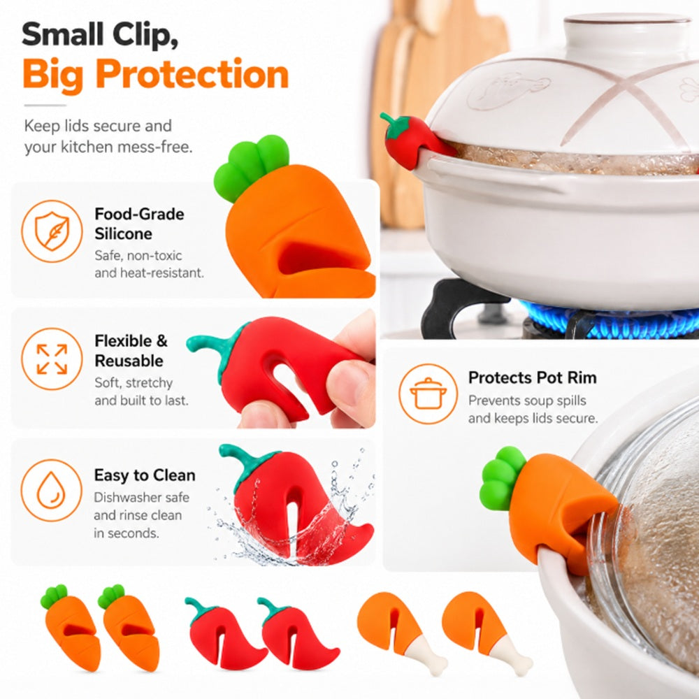 6-Pack Silicone Lid Lifters & Boil-Over Stoppers | TIKA