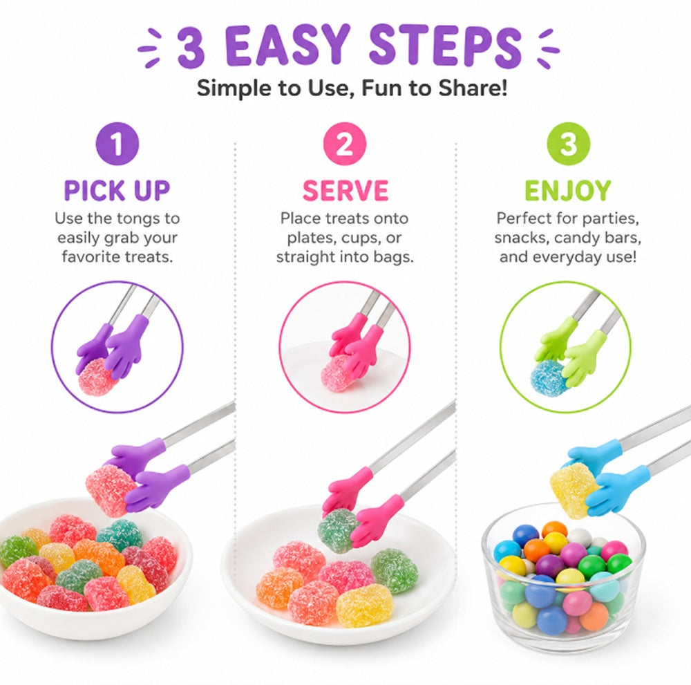 4-Pack 5-Inch Silicone Mini Serving Tongs | TIKA