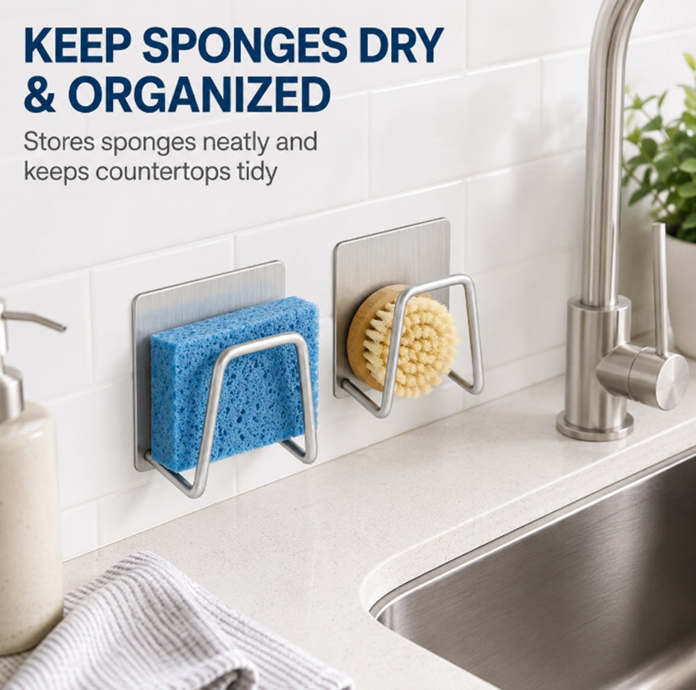 4-Pack Stainless Steel Adhesive Sink Sponge Holders | TIKA
