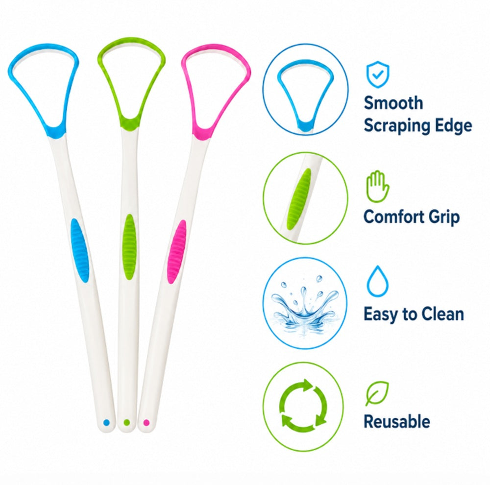 3-Pack Reusable Tongue Scrapers for Adults | TIKA