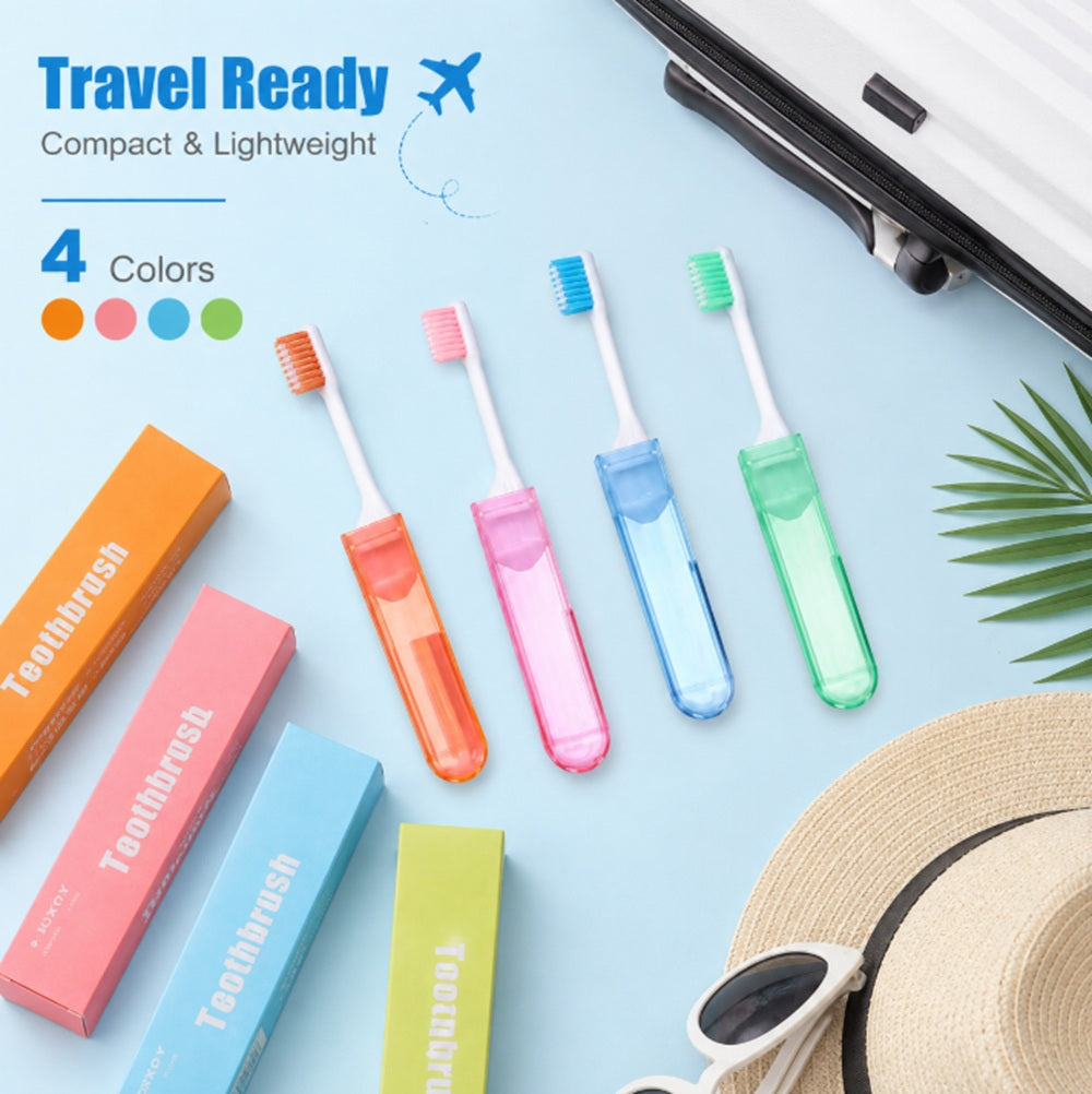 4-Pack Folding Travel Toothbrushes | TIKA